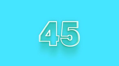 Mavi arkaplanda 3d 45 sayısının gösterimi