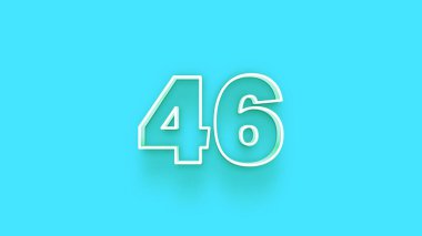 Mavi arkaplanda 3d 46 sayısının gösterimi