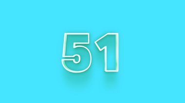 Mavi arkaplandaki 3d 51 sayısının gösterimi