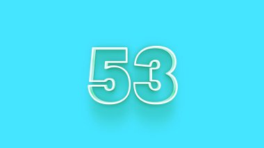 Mavi arkaplanda 3d 53 sayısının gösterimi