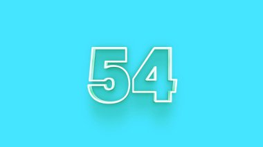 Mavi arkaplanda 3d 54 sayısının gösterimi