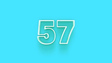 Mavi arkaplanda 3d 57 sayısının gösterimi