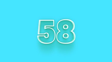 Mavi arkaplanda 3d 58 sayısının gösterimi