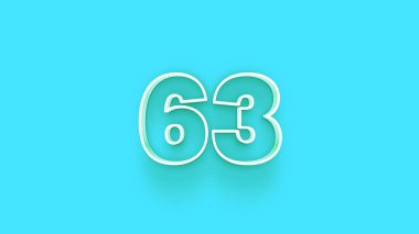 Mavi arkaplanda 3d 63 sayısının gösterimi