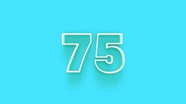 Mavi arkaplanda 3d 75 sayısının gösterimi
