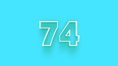 Mavi arkaplanda 3d 74 sayısının gösterimi