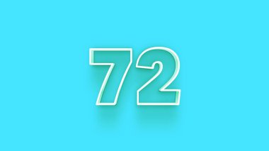 Mavi arkaplanda 3d 72 sayısının gösterimi