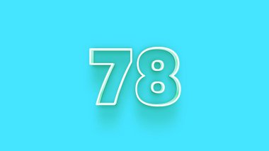 Mavi arkaplanda 3d 78 sayısının gösterimi