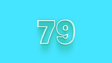 Mavi arkaplanda 3d 79 rakamı gösterimi