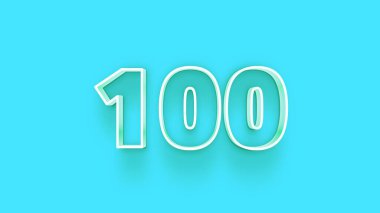 Mavi arkaplanda 3d 100 sayısının gösterimi