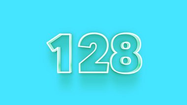 Mavi arkaplandaki 3d 128 sayısının gösterimi