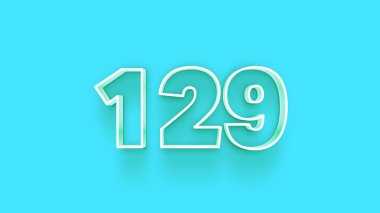 Mavi arkaplandaki 3d 129 sayısının resmi