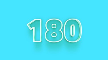Mavi arkaplanda 3d 180 sayısının gösterimi
