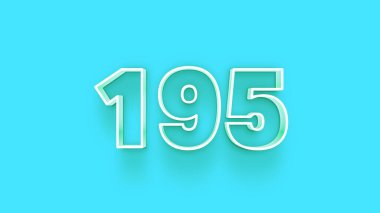 Mavi arkaplanda 3d 195 sayısının gösterimi