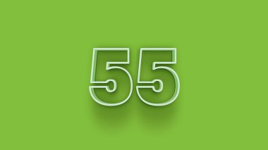 Yeşil arkaplandaki 3d 55 sayısının gösterimi