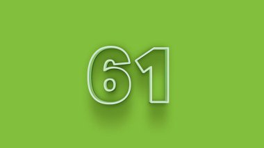Yeşil arkaplandaki 3d 61 sayısının gösterimi