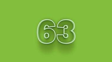 Yeşil arkaplandaki 3d 63 sayısının gösterimi