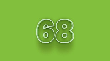 Yeşil arkaplandaki 3d 68 sayısının gösterimi