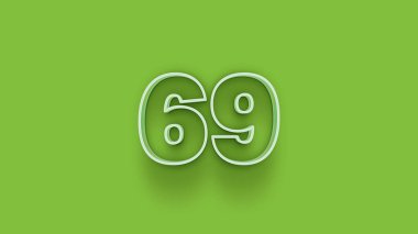 Yeşil arkaplanda 3d 69 rakamı