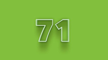Yeşil arkaplanda 3d 71 sayısının gösterimi