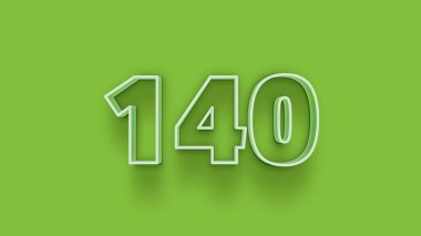 Yeşil arkaplandaki 3d 140 sayısının gösterimi