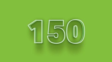 Yeşil arkaplanda 3d 150 sayısının gösterimi