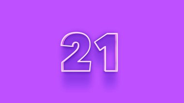 Mor arkaplandaki 3d 21 sayısının gösterimi