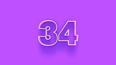 Mor arkaplanda 3d 34 sayısının gösterimi