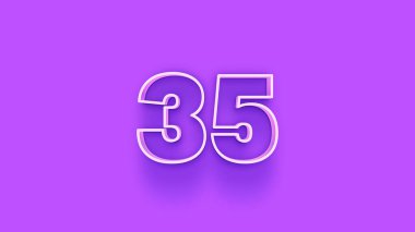 Mor arkaplandaki 3d 35 sayısının gösterimi