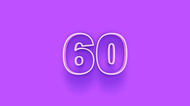 Mor arkaplandaki 3d 60 sayısının gösterimi