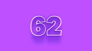 Mor arkaplandaki 3d 62 sayısının gösterimi