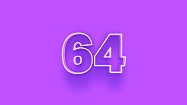 Mor arkaplandaki 3d 64 sayısının gösterimi