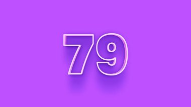 Mor arkaplandaki 3d 79 sayısının gösterimi