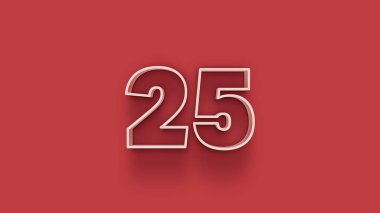 Kırmızı arkaplanda 3d 25 sayısının gösterimi