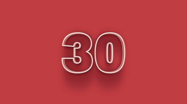 Kırmızı arkaplanda 3d 30 sayısının gösterimi
