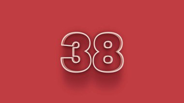 Kırmızı arkaplanda 3d 38 sayısının gösterimi