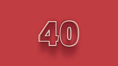 Kırmızı arkaplanda 3d 40 sayısının gösterimi