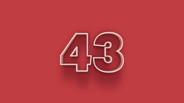 Kırmızı arkaplanda 3d 43 sayısının gösterimi