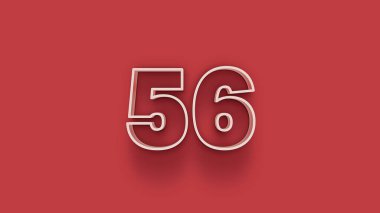 Kırmızı arkaplanda 3d 56 sayısının gösterimi