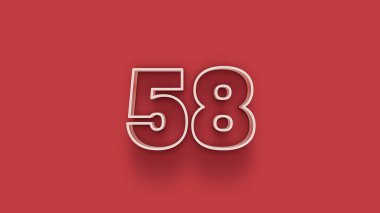 Kırmızı arkaplanda 3d 58 sayısının gösterimi
