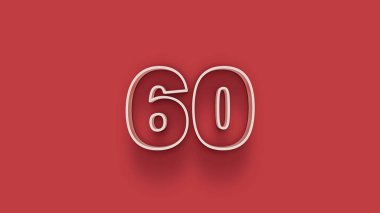 Kırmızı arkaplanda 3d 60 sayısının gösterimi