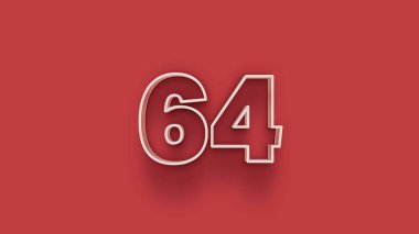 Kırmızı arkaplanda 3d 64 sayısının gösterimi