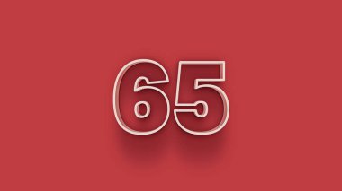 Kırmızı arkaplanda 3d 65 sayısının gösterimi