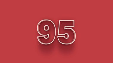 Kırmızı arkaplanda 3d 95 sayısının gösterimi