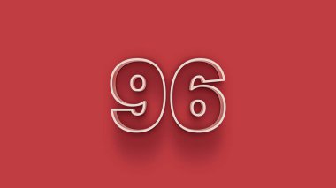 Kırmızı arkaplanda 3d 96 sayısının gösterimi