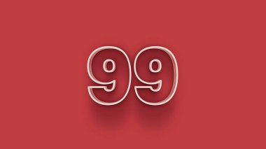 Kırmızı arkaplanda 3d 99 sayısının gösterimi