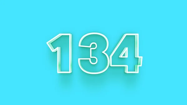 Abbildung Der 134 Zahl Auf Blauem Hintergrund — Stockfoto