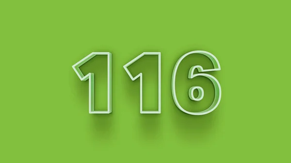 緑の背景に描かれた3D 116番のイラスト — ストック写真