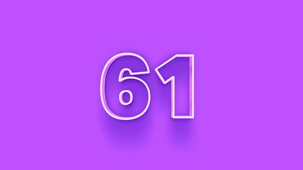 紫色の背景に3D 61番の数字のイラスト — ストック写真