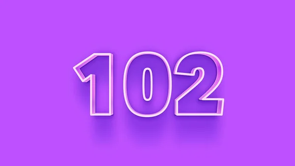 Ilustracja Liczby 102 Fioletowym Tle — Zdjęcie stockowe